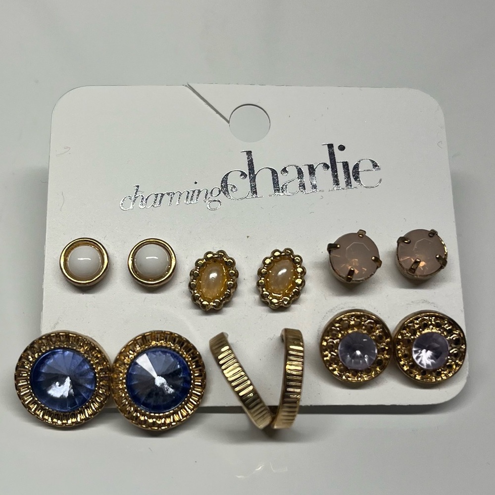 Set of 6 Gold Costume Earrings